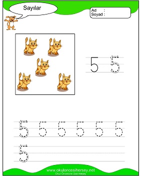 okul öncesi 1 sayısı çizgi çalışması